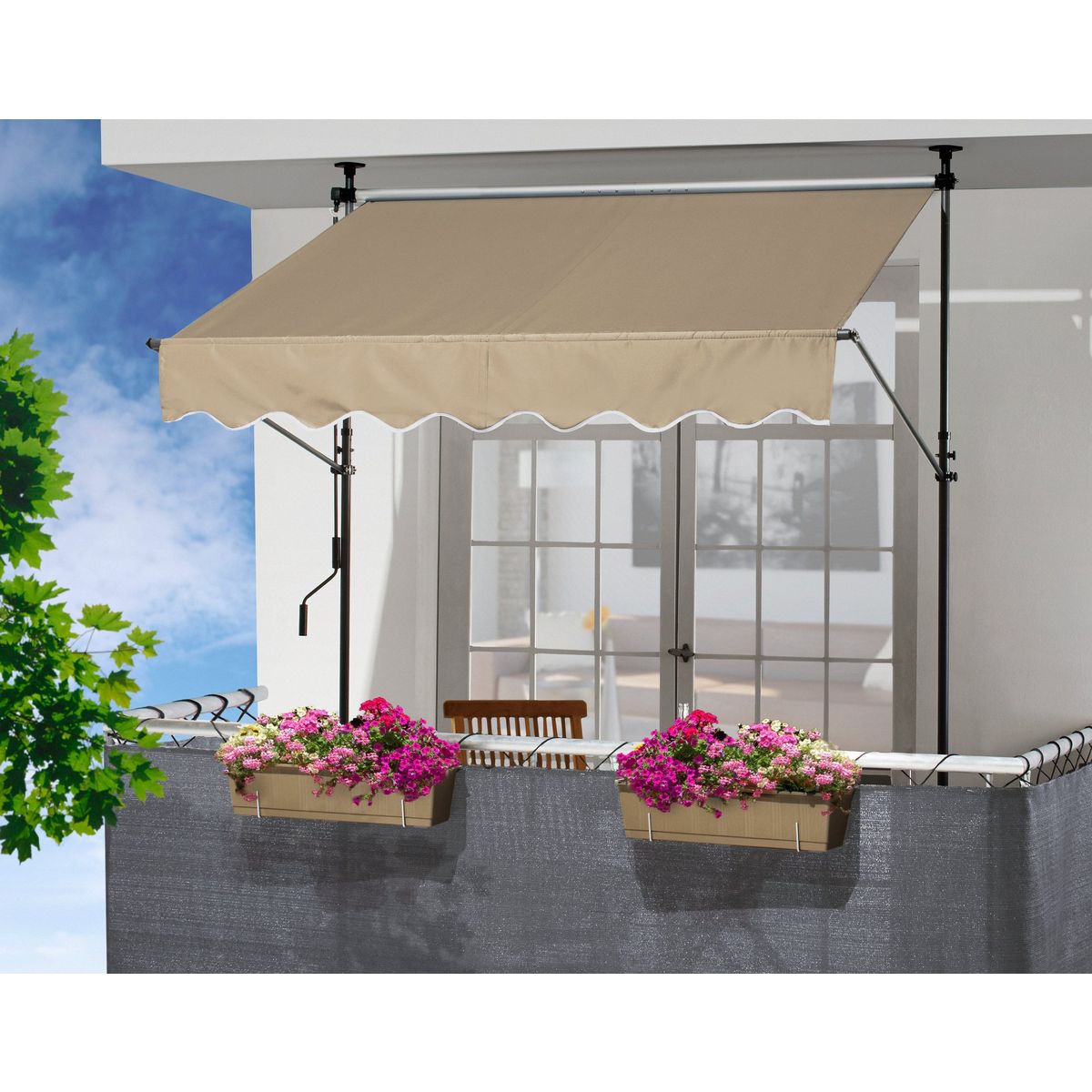 Store banne manuel 200x130 écru SUVA