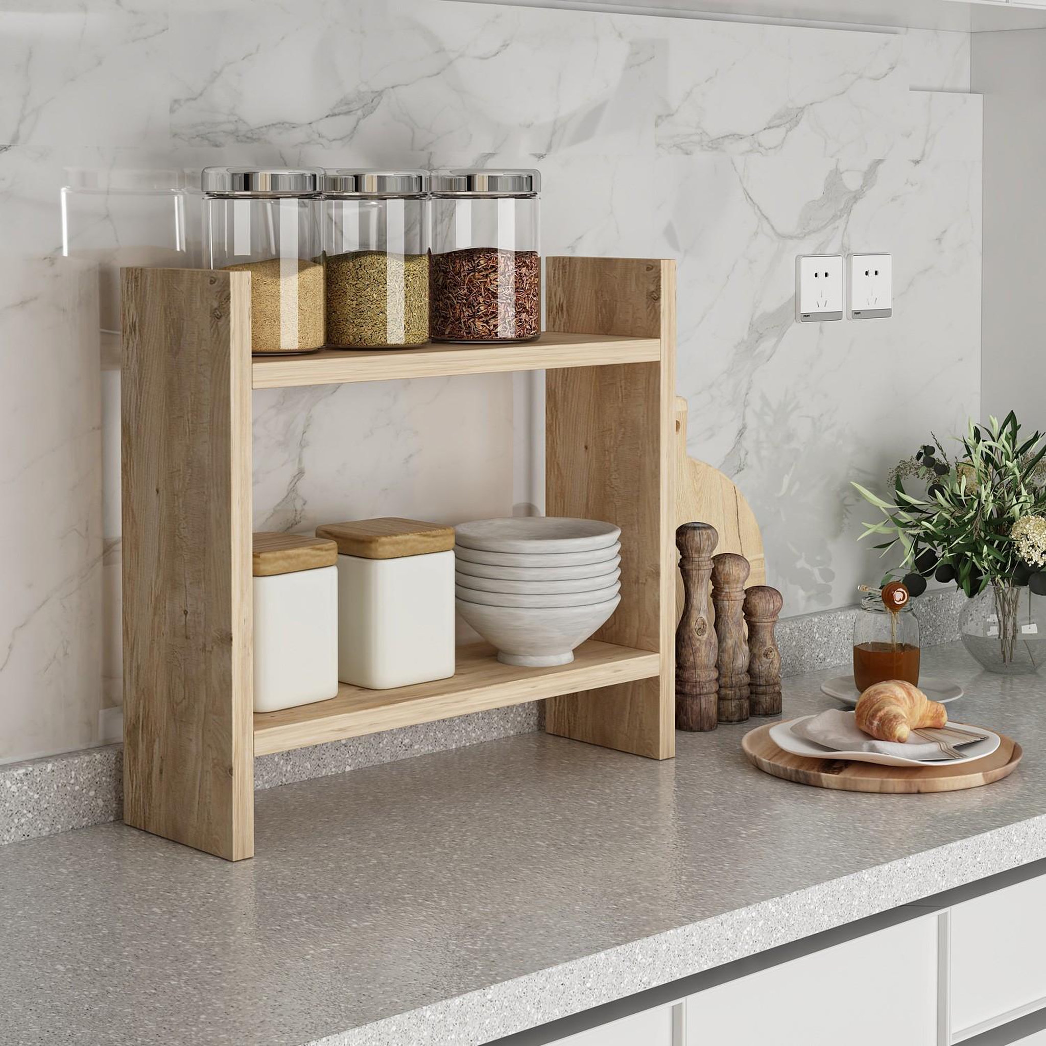 Voir la diapositive 2 : Habitat et Jardin Étagère de cuisine en bois  denver  - 34 x 10 x 30 cm - pin atlantique