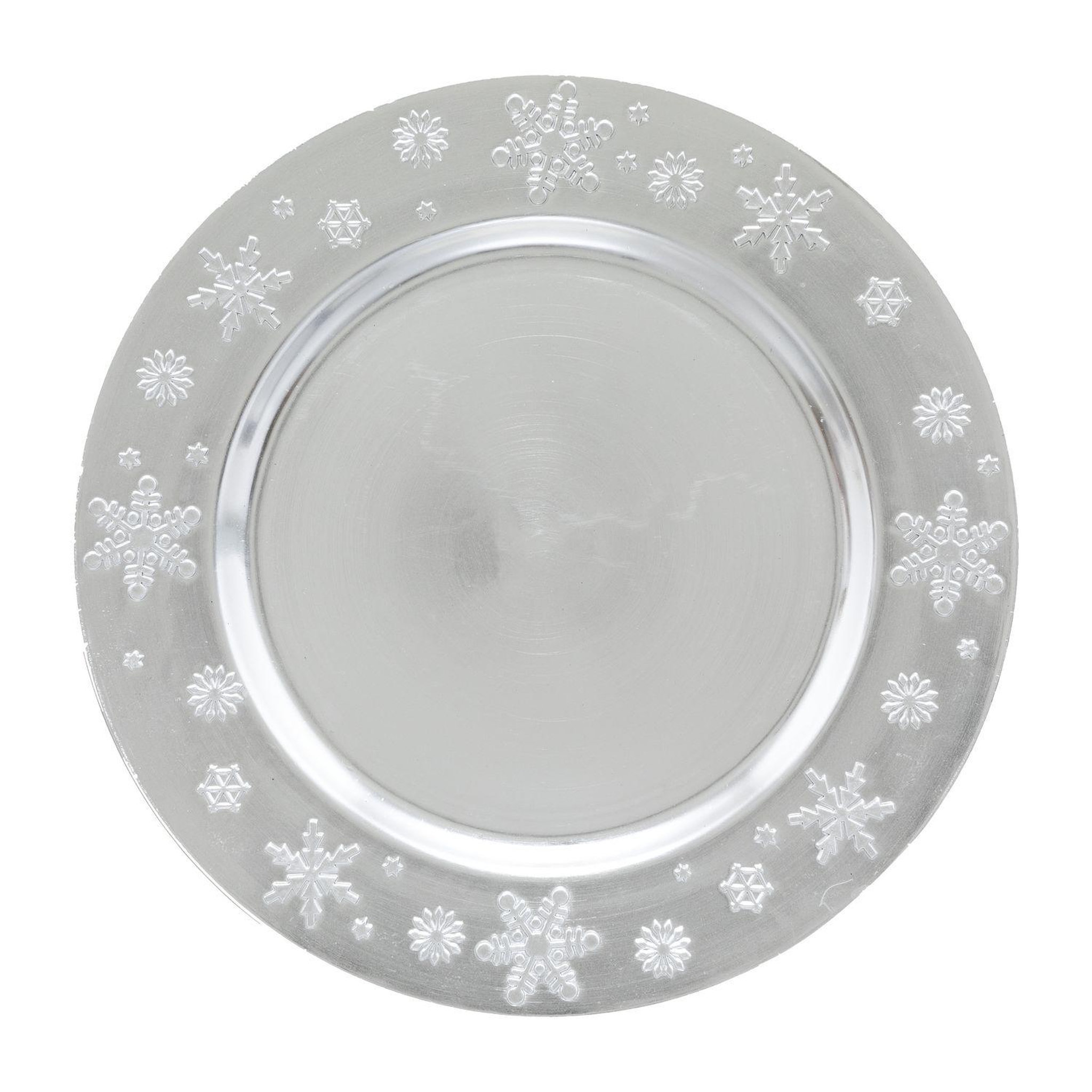 TOILINUX Lot de 12 assiettes de présentation flocon - argent