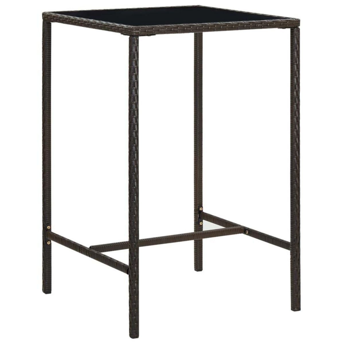 VIDAXL Table de bar de jardin Marron 70x70x110 cm Resine tressee verre