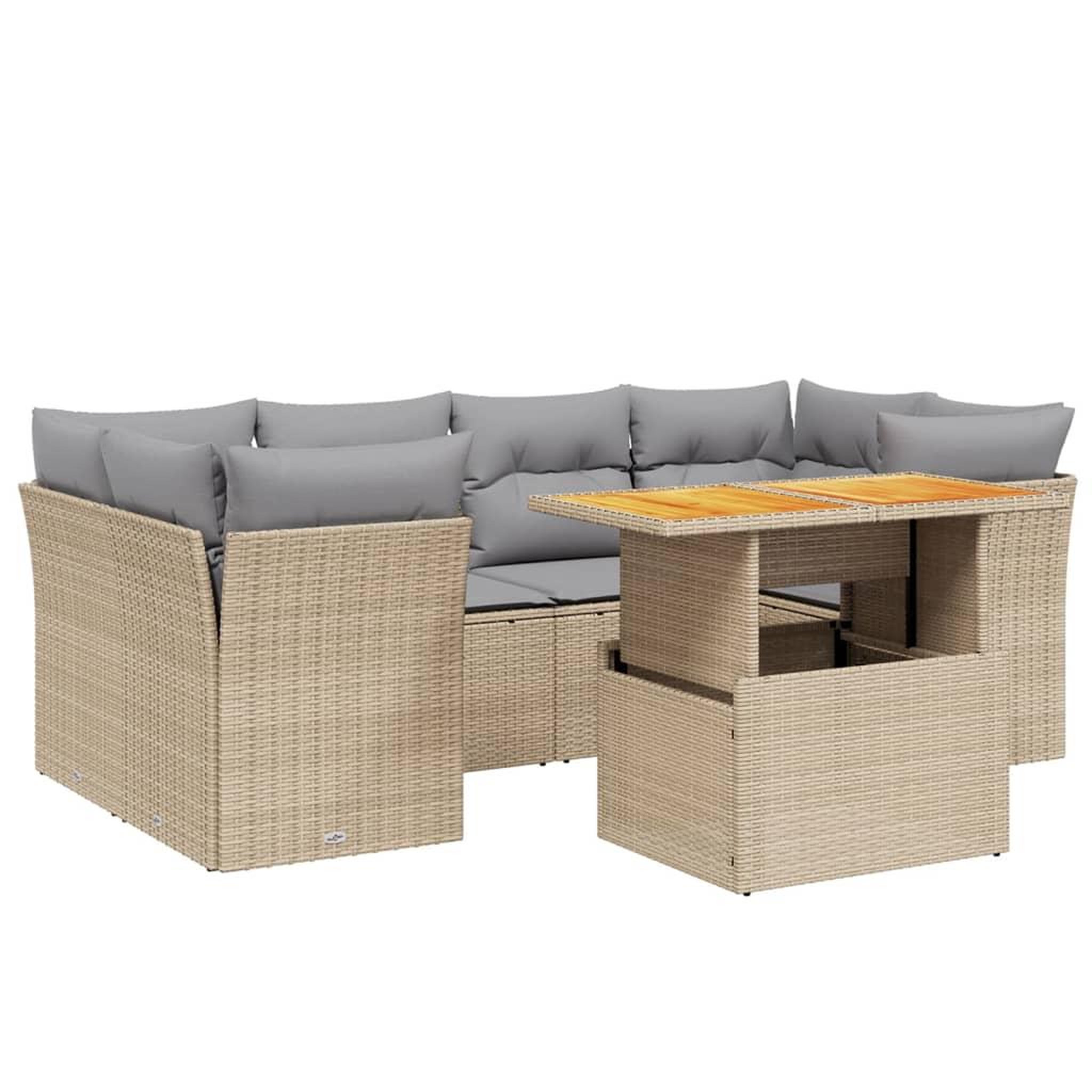 Voir la diapositive 2 : VIDAXL Salon de jardin avec coussins 7 pcs beige resine tressee