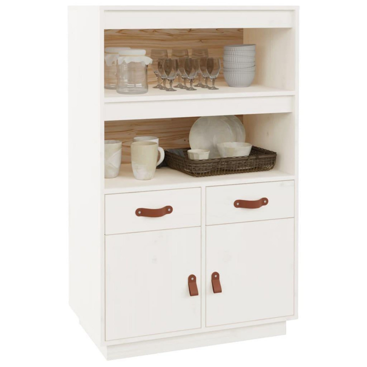 VIDAXL Buffet haut Blanc 67x40x108,5 cm Bois massif de pin