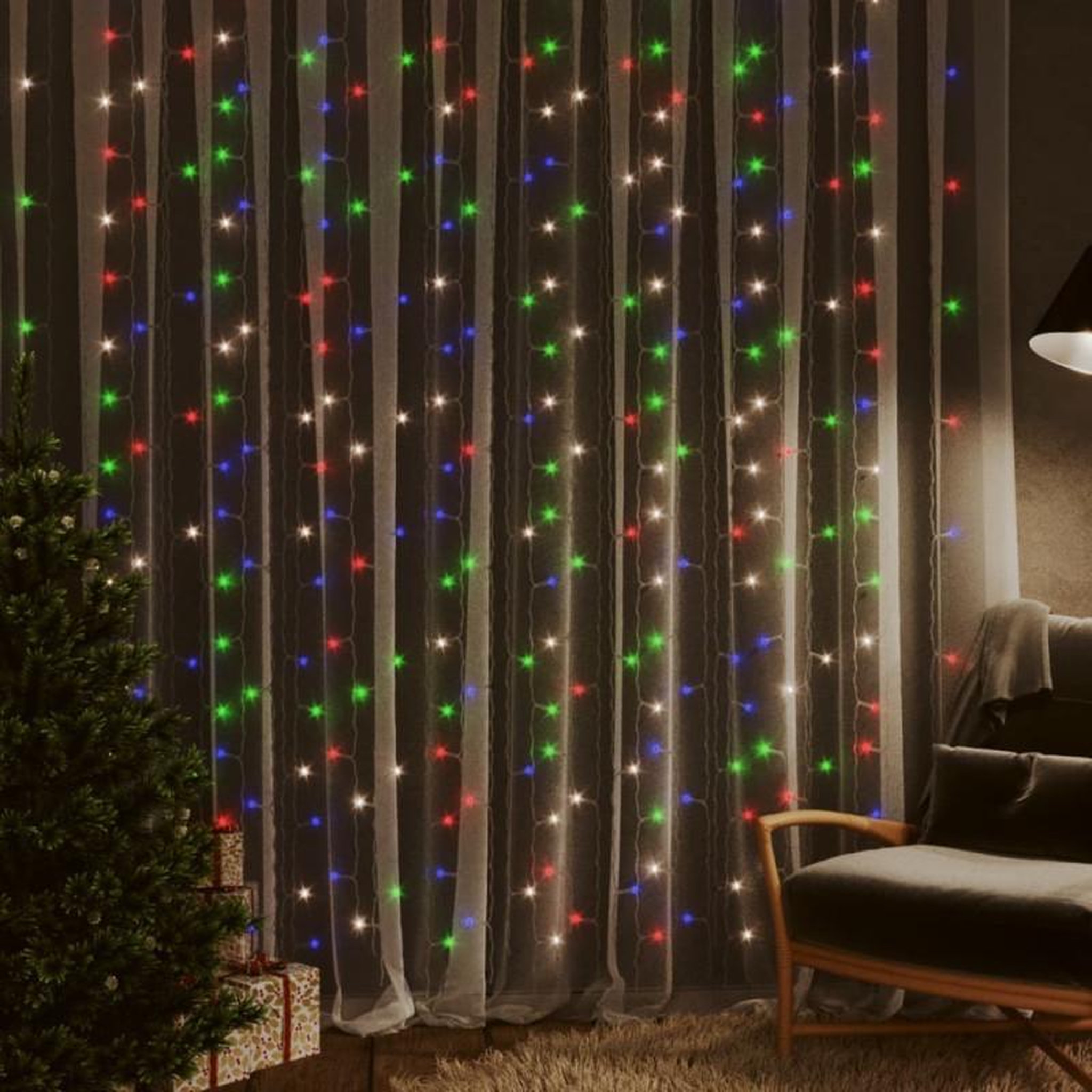 Voir la diapositive 1 : VIDAXL Rideaux lumineux à LED 3x3 m 300 LED Multicolore 8 fonctions