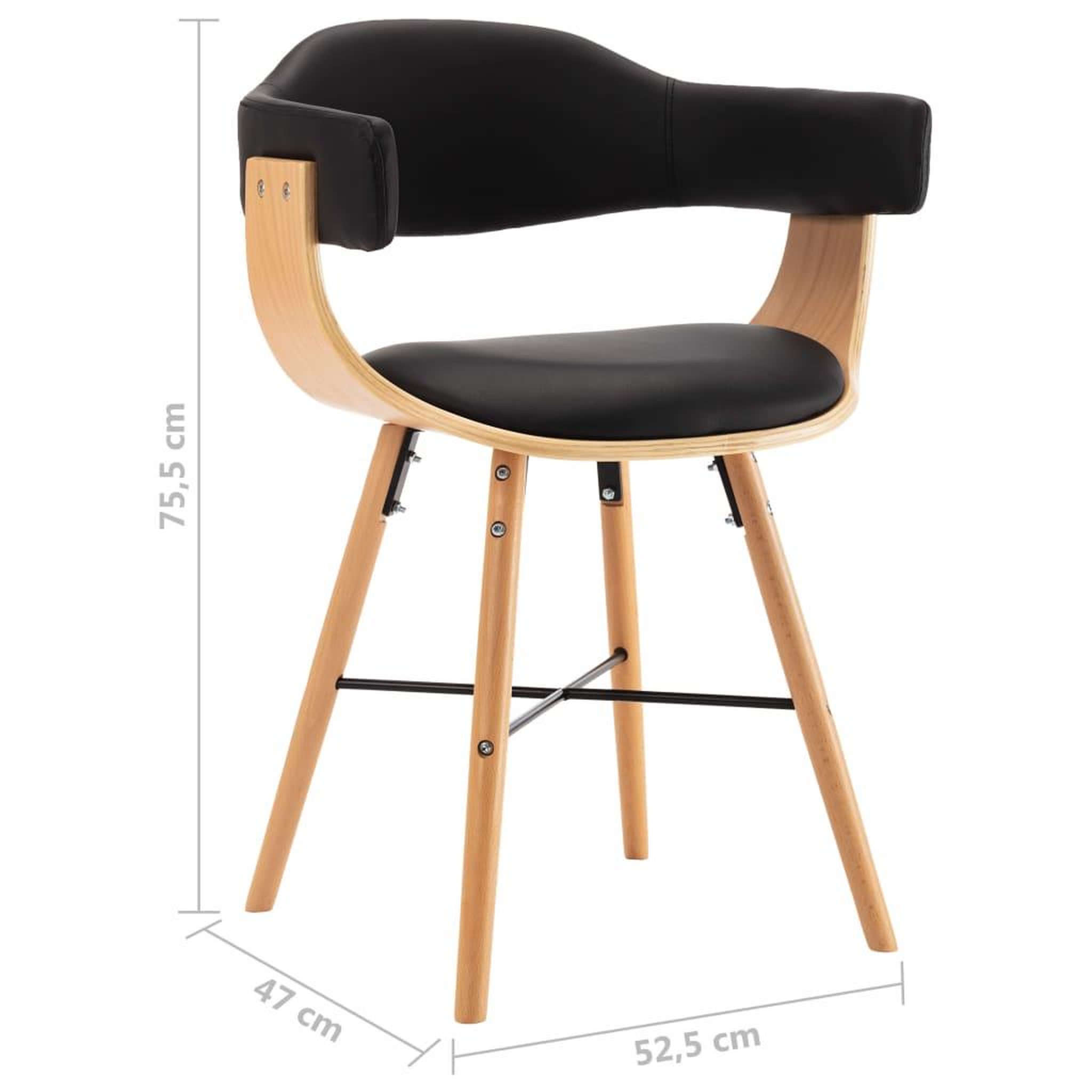 Voir la diapositive 6 : VIDAXL Chaises a manger lot de 2 noir similicuir et bois courbe