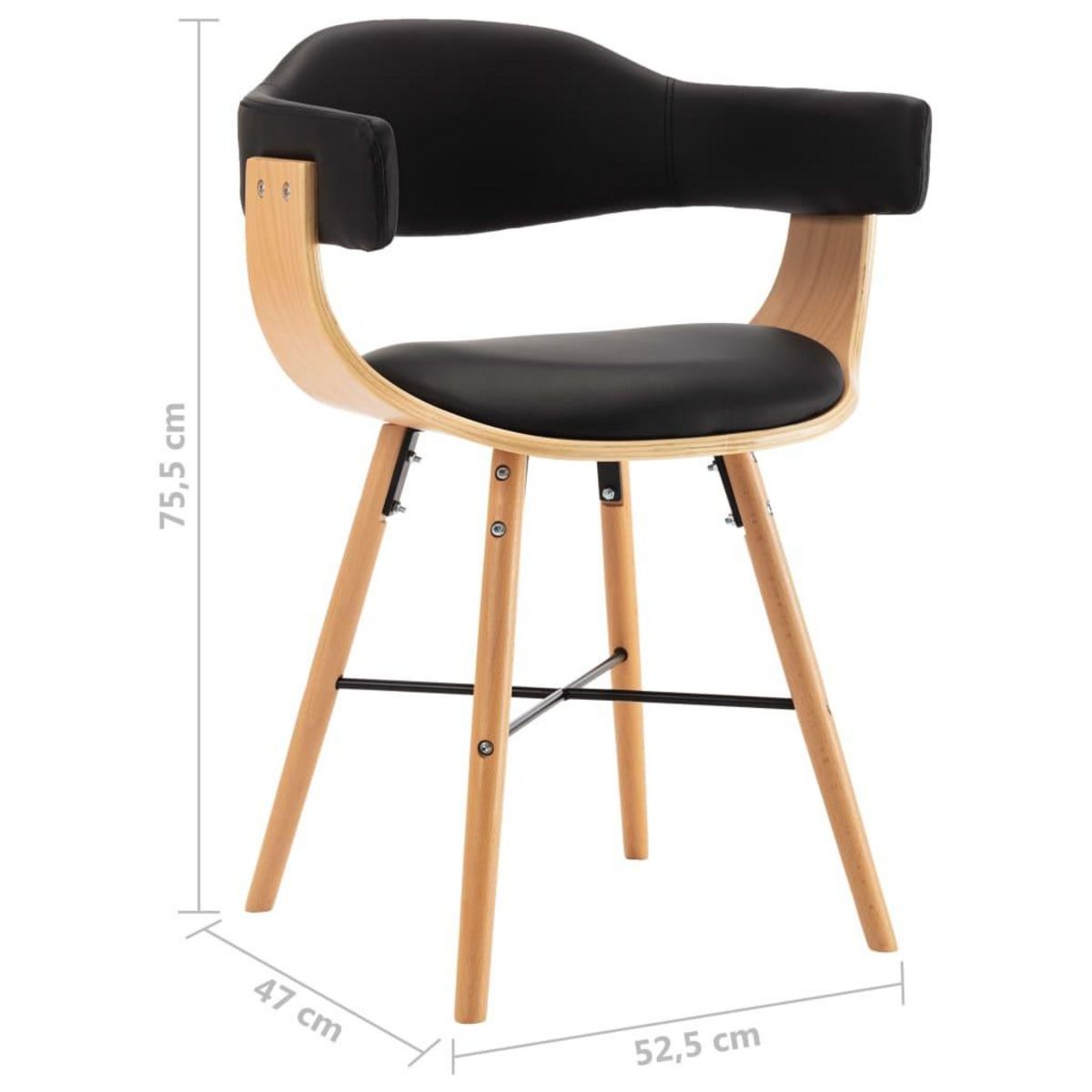VIDAXL Chaises a manger lot de 2 noir similicuir et bois courbe