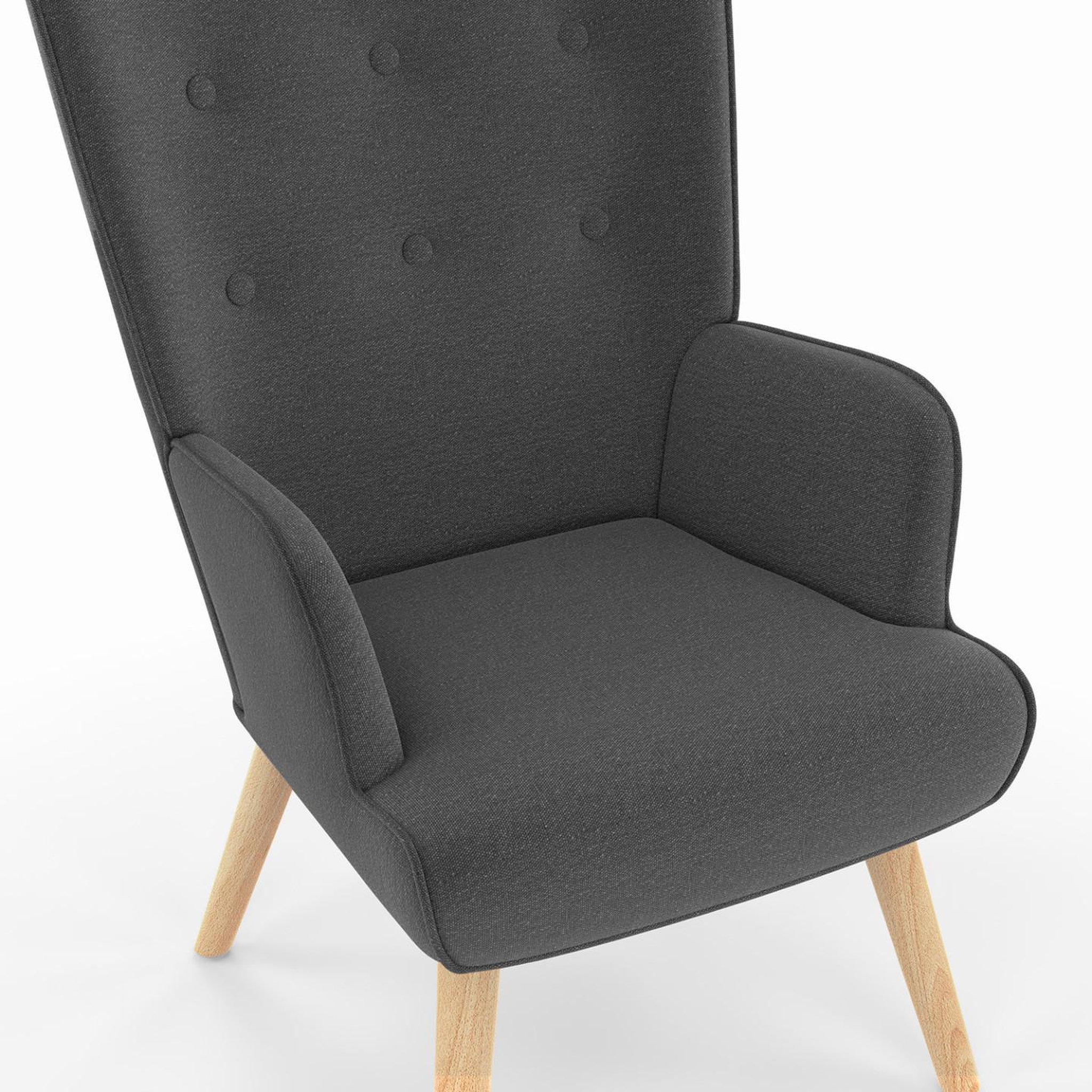 Voir la diapositive 6 : ID MARKET Fauteuil scandinave ivar avec repose pieds gris anthracite