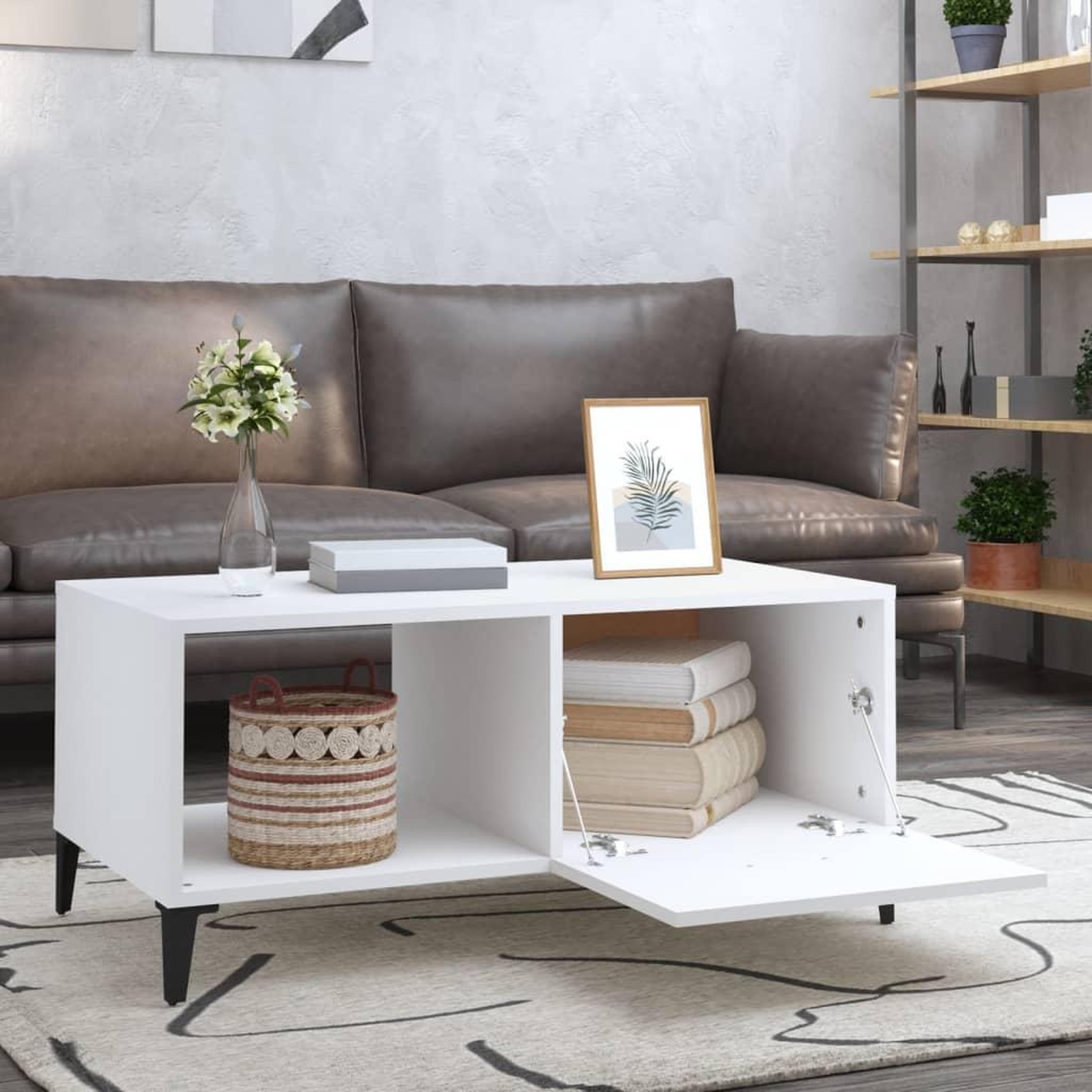 Voir la diapositive 3 : VIDAXL Table basse blanc 90x50x40 cm bois d'ingenierie