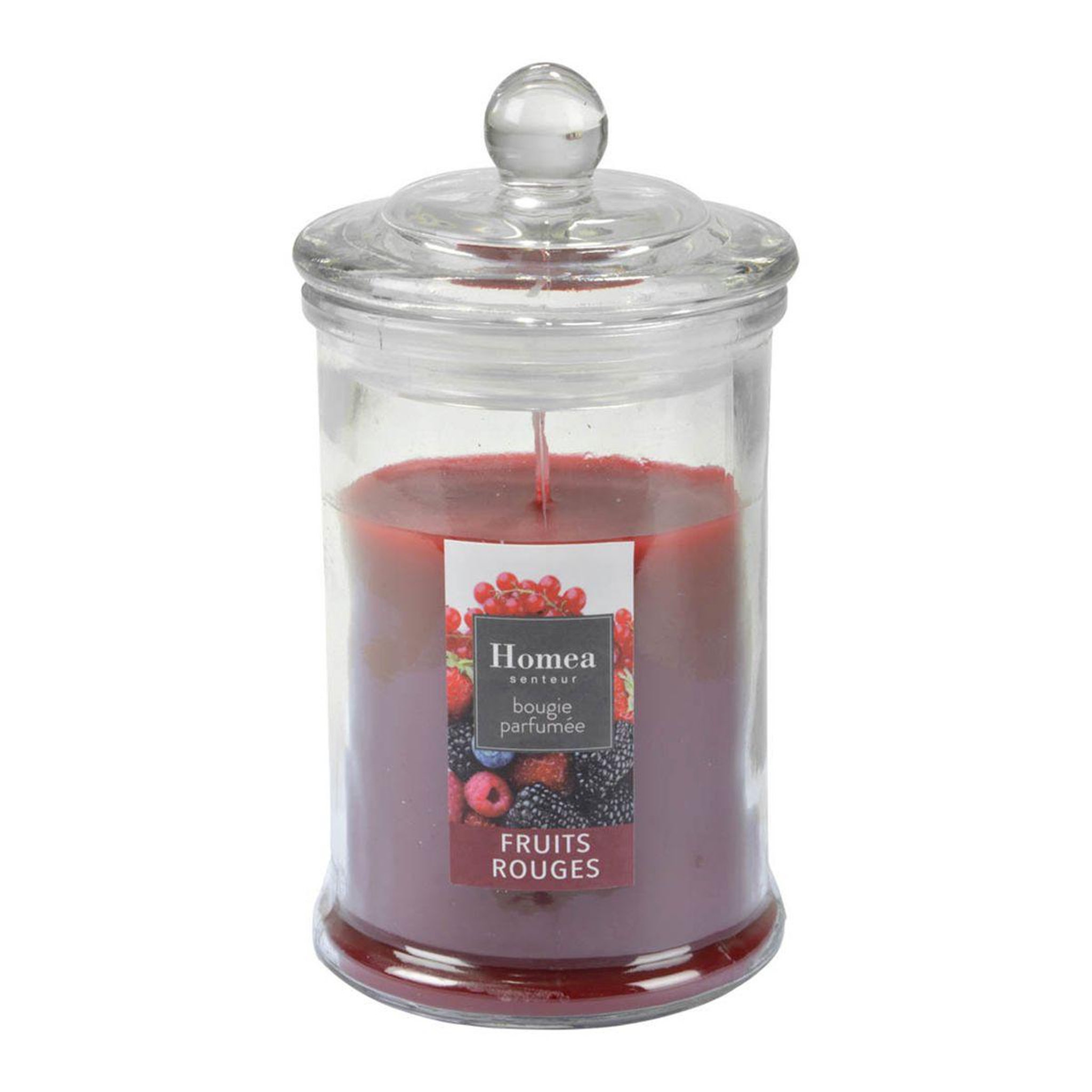 Voir la diapositive 1 : HOMEA Bougie parfumée bocal  essentiel ii  15cm fruits rouges