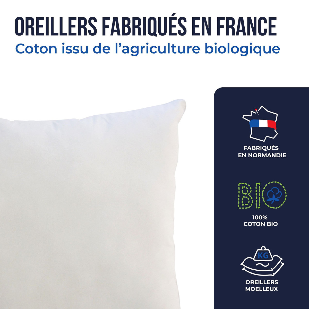 COLAS NORMAND Lot d'oreillers bio moelleux