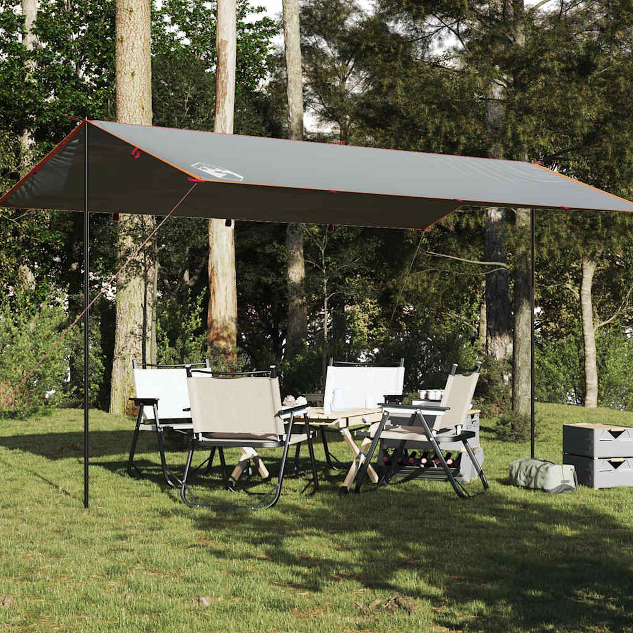 VIDAXL Bache de camping gris et orange 500x294 cm impermeable