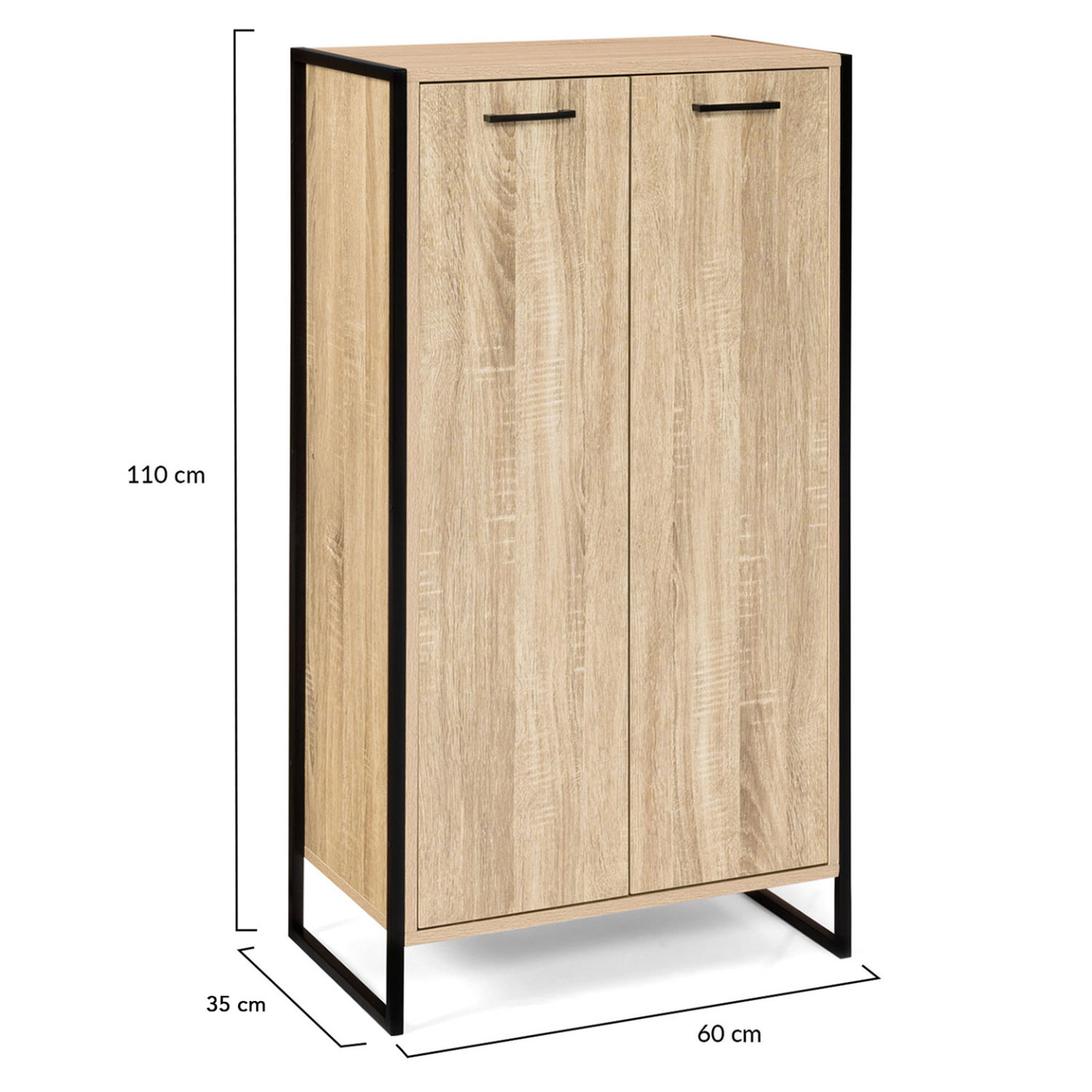 Voir la diapositive 5 : ID MARKET Armoire à chaussures 18 paires luis 2 portes design industriel