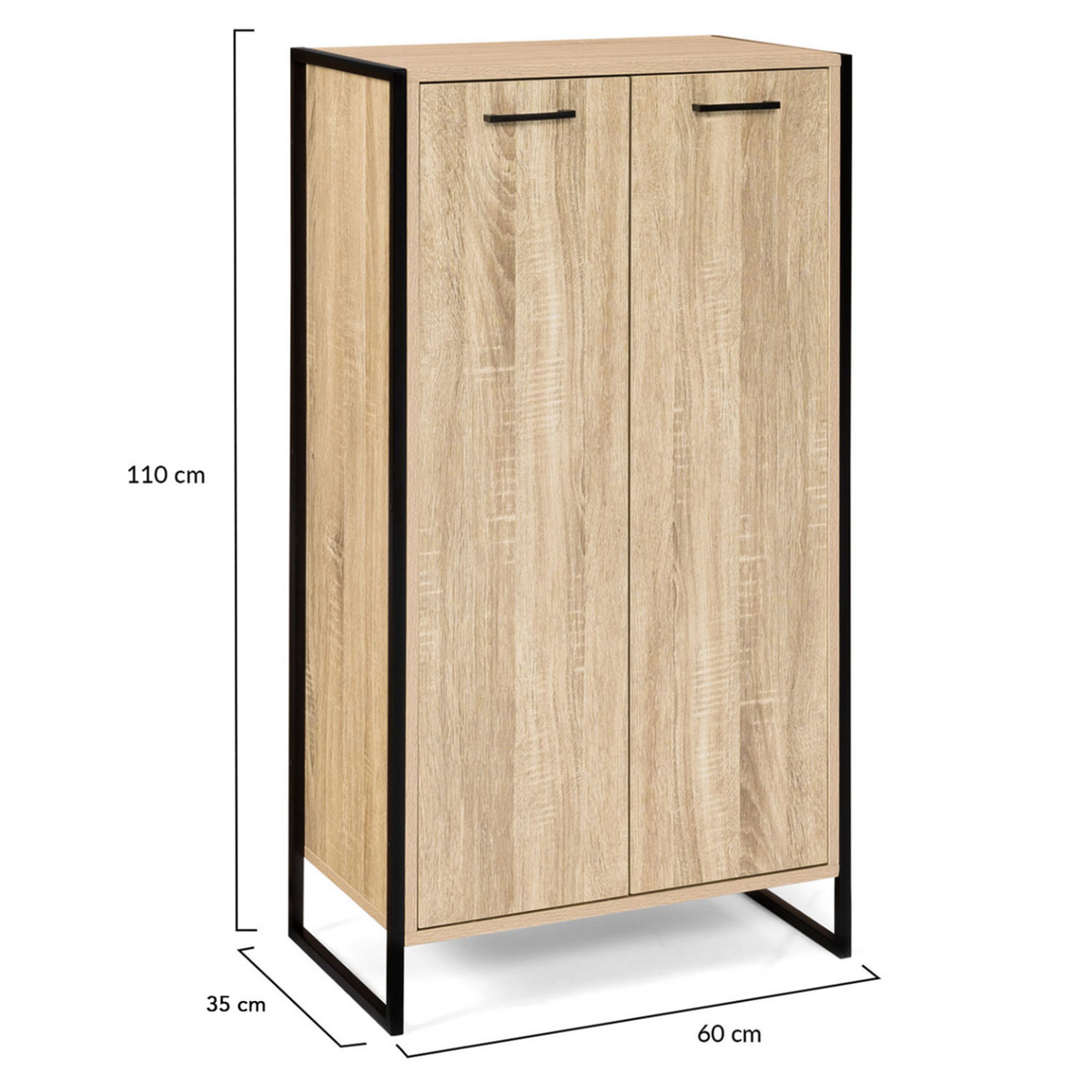 ID MARKET Armoire à chaussures 18 paires LUIS 2 portes design industriel