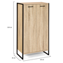 Voir la diapositive 5 : ID MARKET Armoire à chaussures 18 paires LUIS 2 portes design industriel