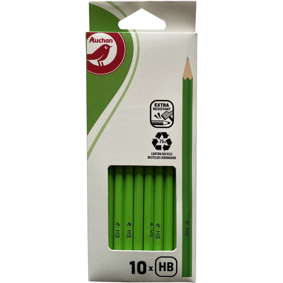 AUCHAN Lot de 10 crayons graphite HB