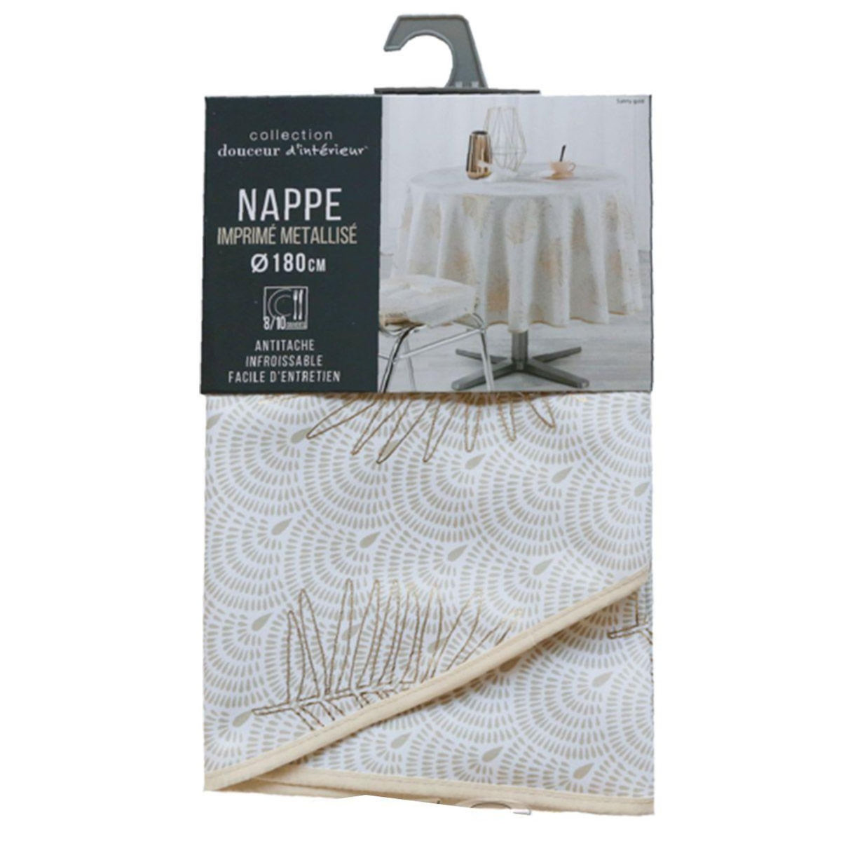 Paris Prix Nappe Antitache Ronde  Sunny Gold  180cm Or