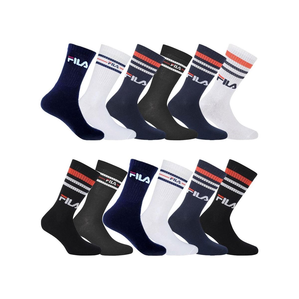 FILA Pack Surprise de 12 Paires de chaussettes tennis Homme