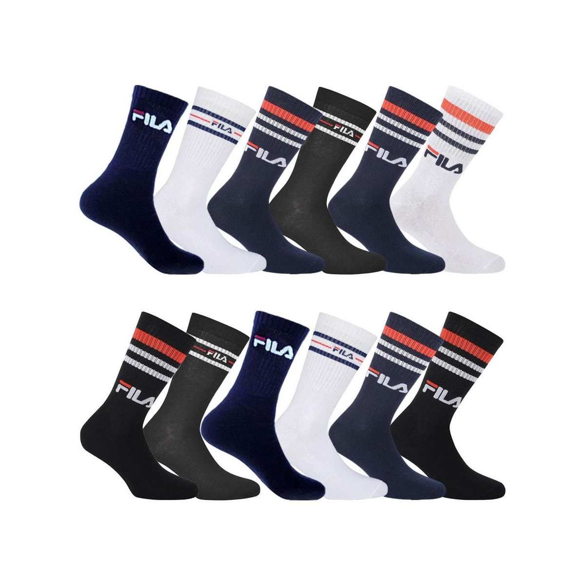 FILA Pack Surprise de 12 Paires de chaussettes tennis Homme