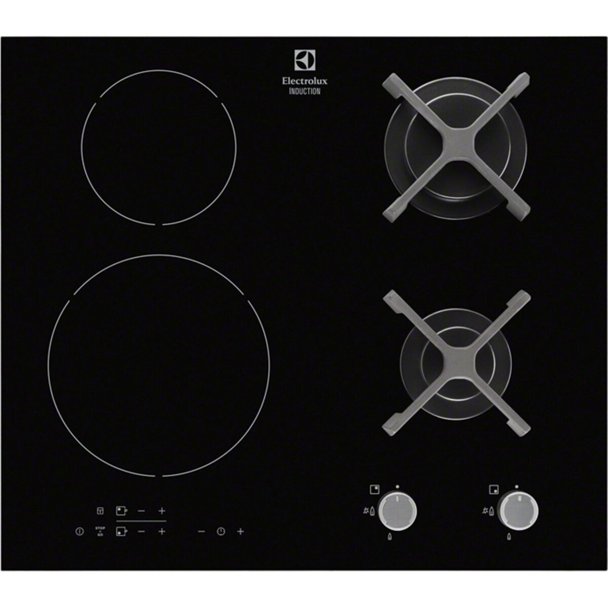 ELECTROLUX Table de cuisson Mixte EGD6576NOK 60 cm 2 foyers gaz 2 foyers induction