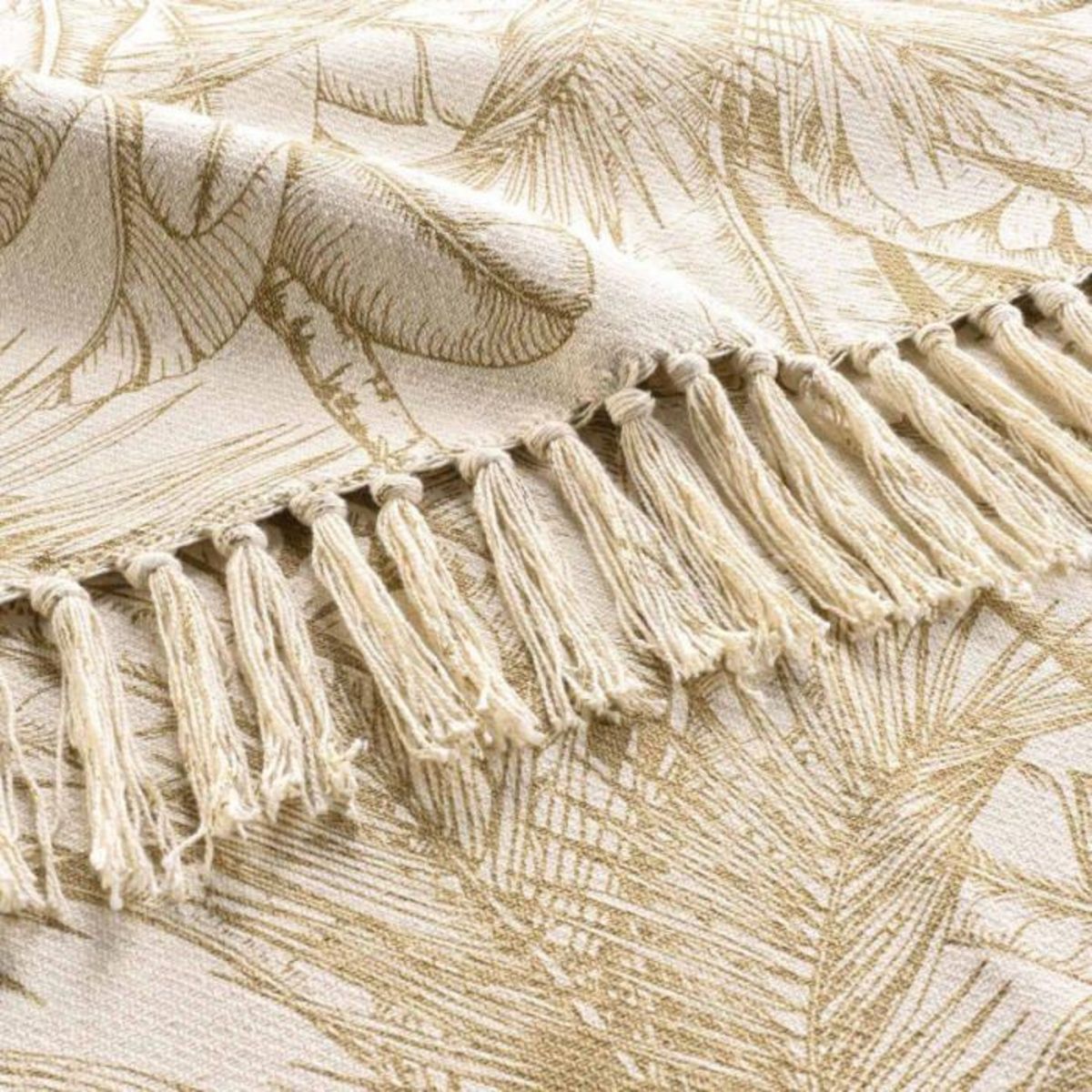 Paris Prix Plaid à Franges Imprimé  Dune  125x150cm Naturel