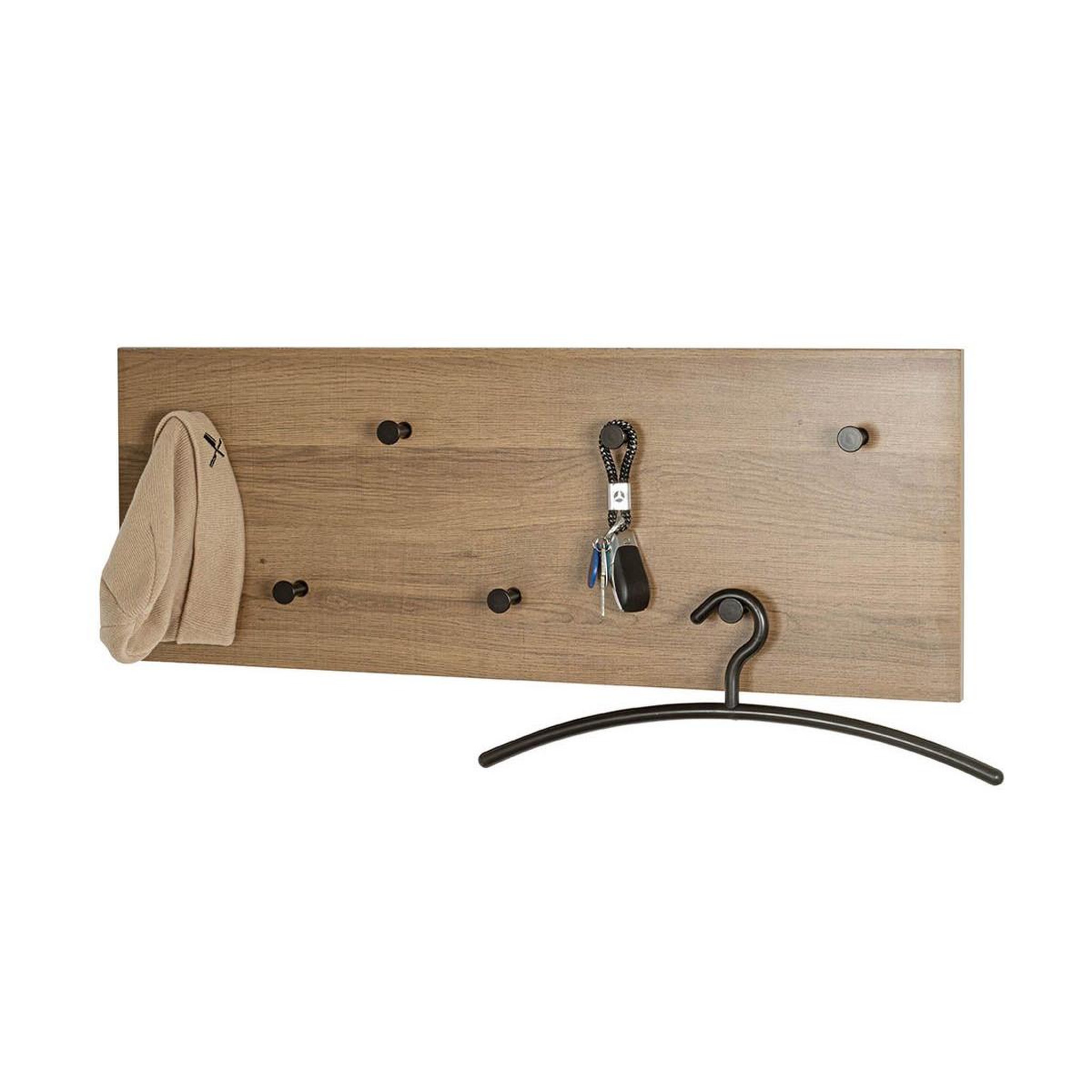 Voir la diapositive 3 : Paris Prix Patère murale double  miranda  80cm chêne foncé & noir