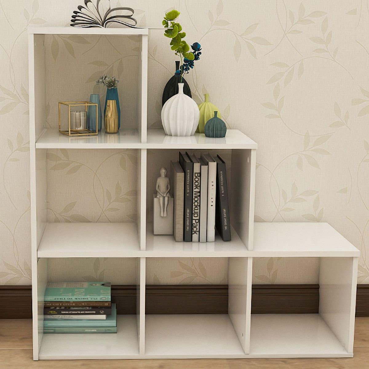 TOILINUX Etagère 6 cases - 105x29x107cm - Blanc