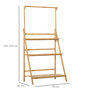 Voir la diapositive 3 : OUTSUNNY Étagère échelle à fleurs en bois de bambou - porte plante bois 3 étagères + barre support pour pots suspendus