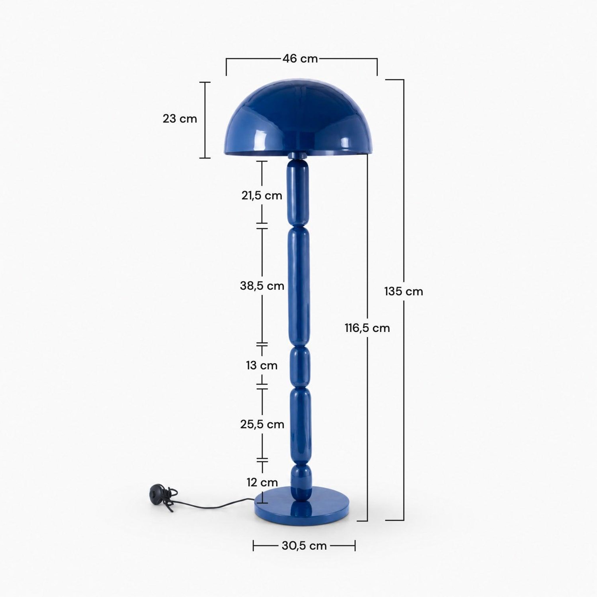 Voir la diapositive 4 : MAISON PAVANE Lampadaire en bois et métal bleu foncé-romy