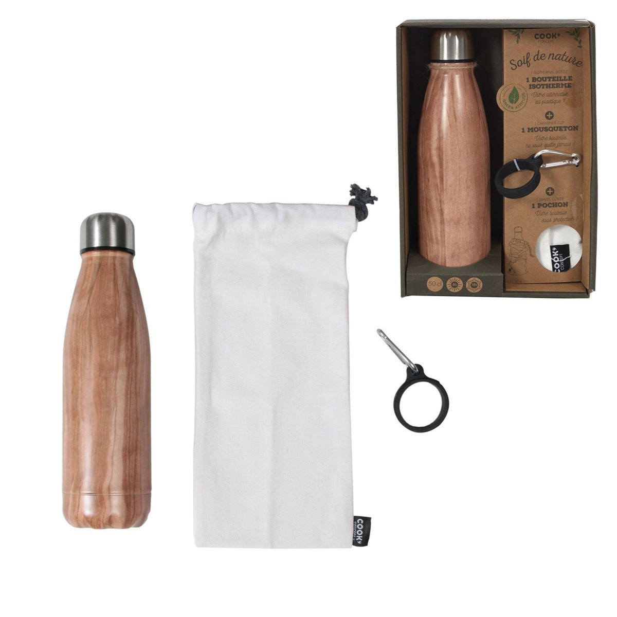 Bouteille isotherme effet bois