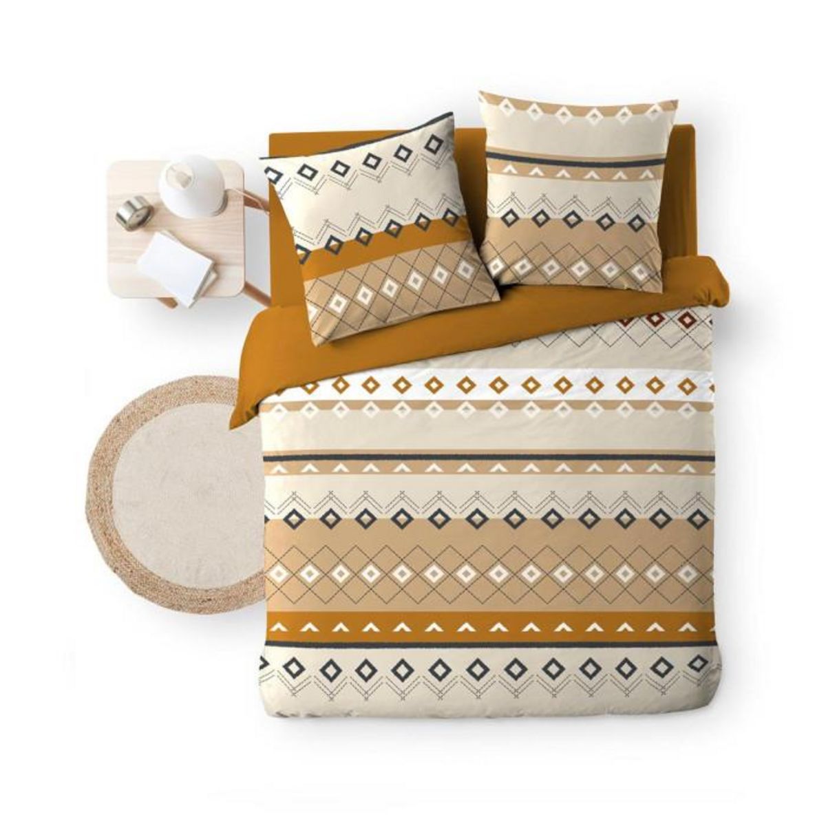 Paris Prix Parure de Lit 3 Pièces  Xena  240x220cm Beige