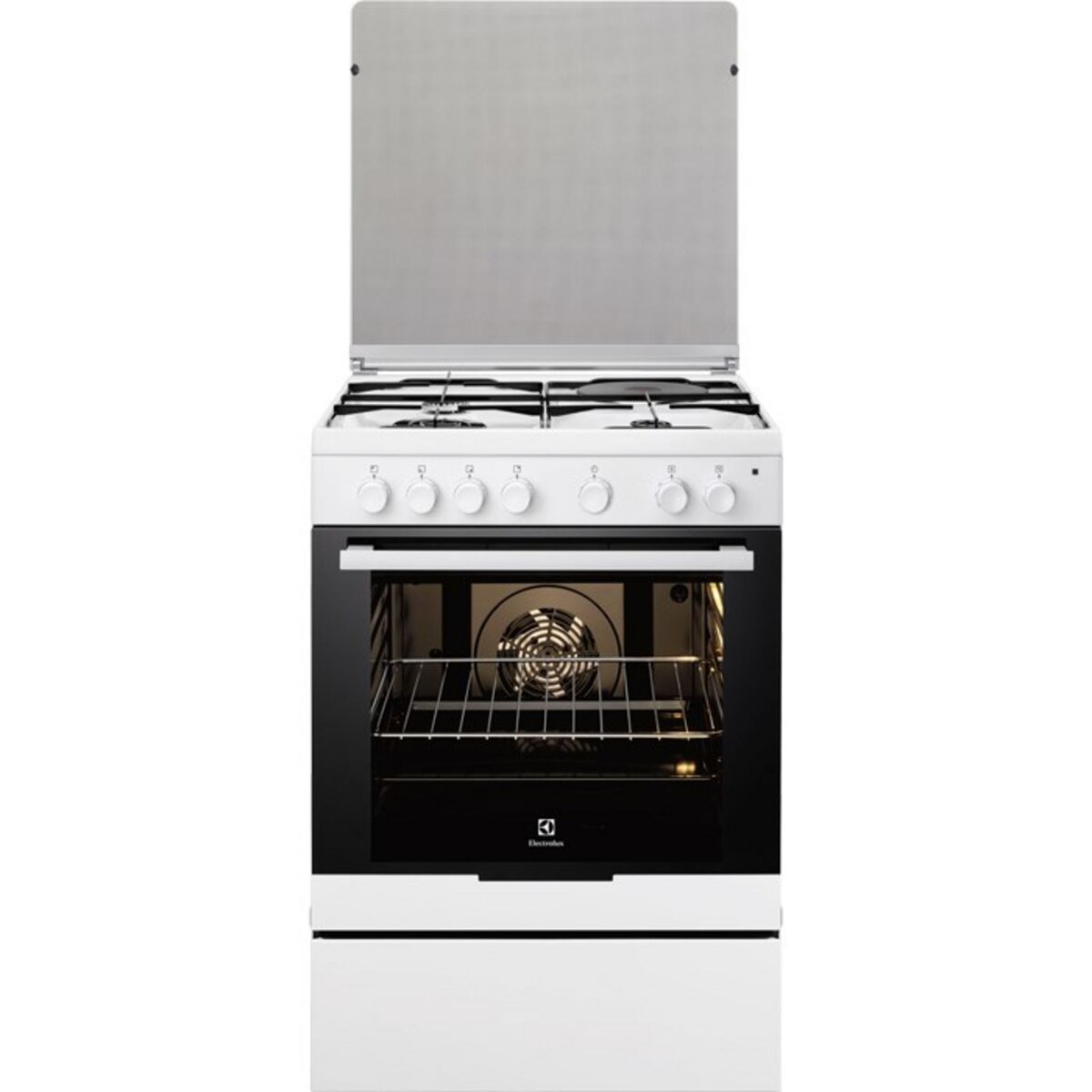 ELECTROLUX Cuisinière mixte EKM6130AOW, 60 cm, 3 foyers à gaz, 1 électrique, Four multifonction