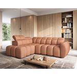 BEST MOBILIER Basile - canapé d'angle gauche 4 places assise extensible électrique avec coffre en tissu texturé. Coloris disponibles : Vert, Orange, Marron