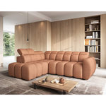 BEST MOBILIER Basile - canapé d'angle gauche 4 places assise extensible électrique avec coffre en tissu texturé. Coloris disponibles : Marron, Orange, Vert