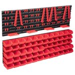 VIDAXL Kit de bacs de stockage et panneaux muraux 136pcs rouge et noir