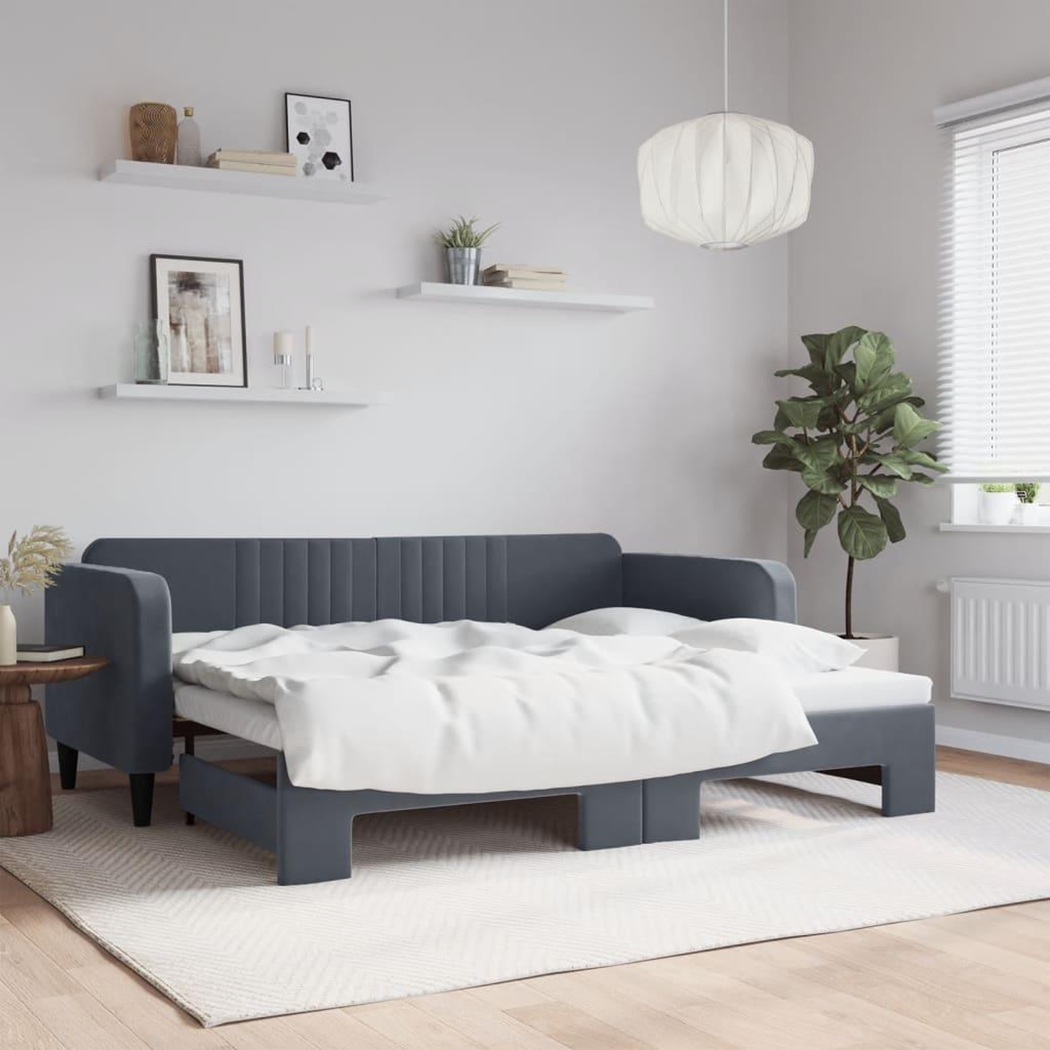 VIDAXL Lit de jour avec gigogne sans matelas gris fonce 90x200 cm