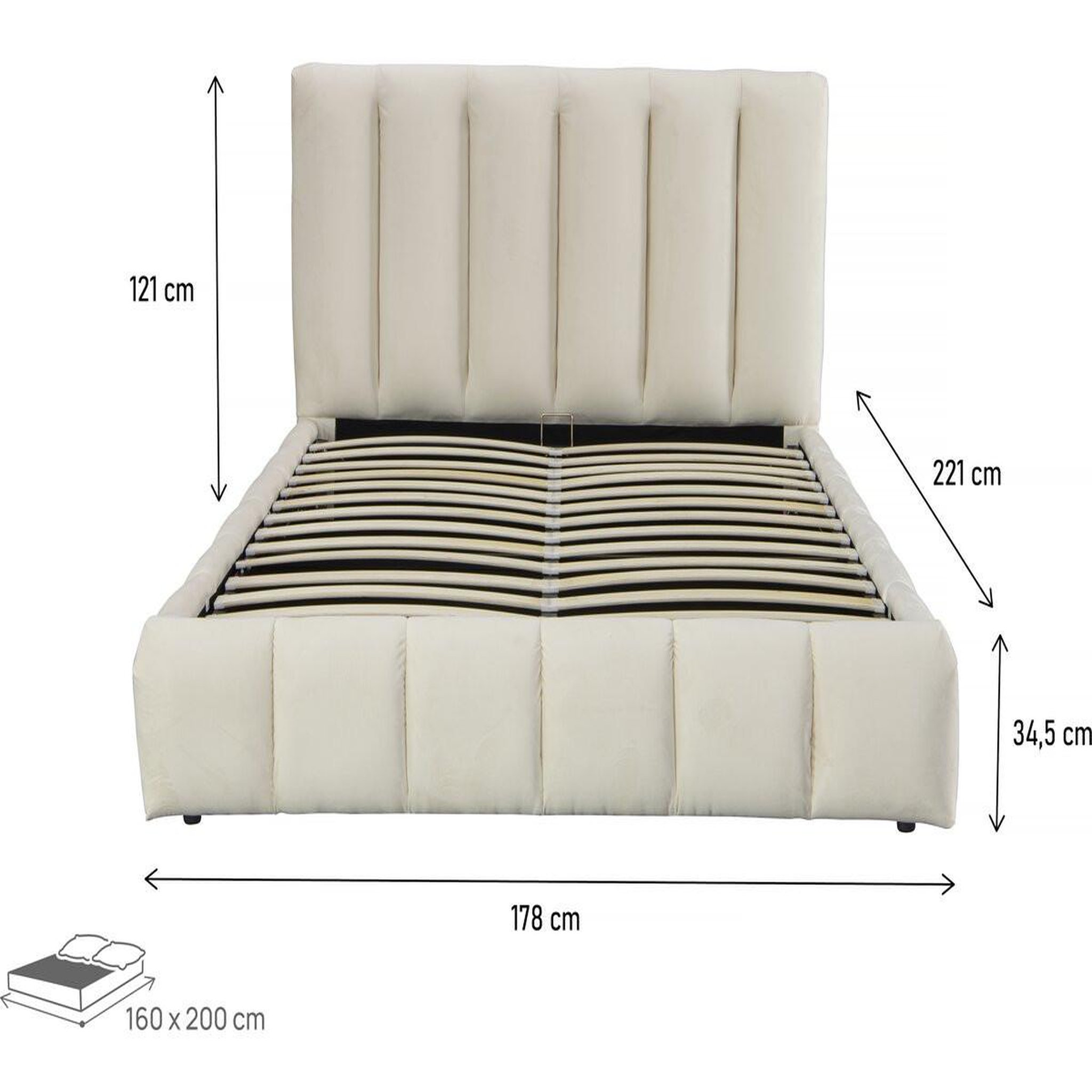 Voir la diapositive 4 : Habitat et Jardin Lit avec coffre  annie  160 x 200 cm - beige