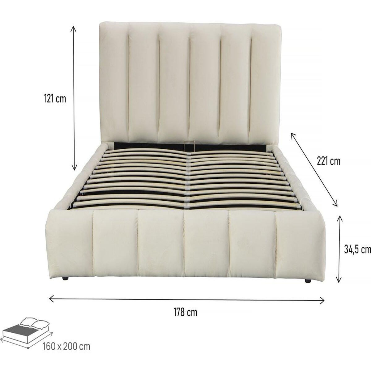 Habitat et Jardin Lit avec coffre  Annie  160 x 200 cm - Beige