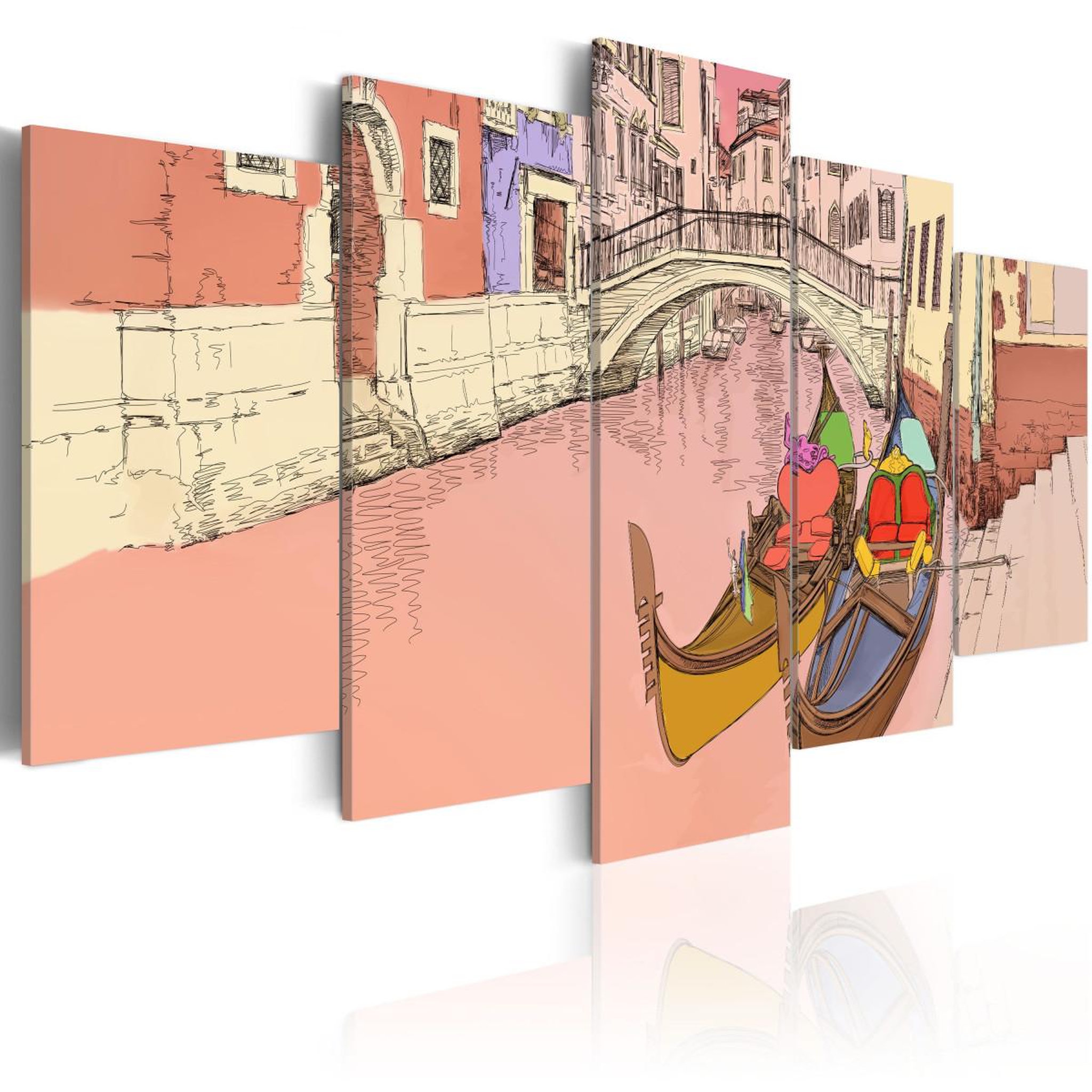 Voir la diapositive 1 : Paris Prix Tableau Imprimé  Romantic Gondolas 5 Pieces