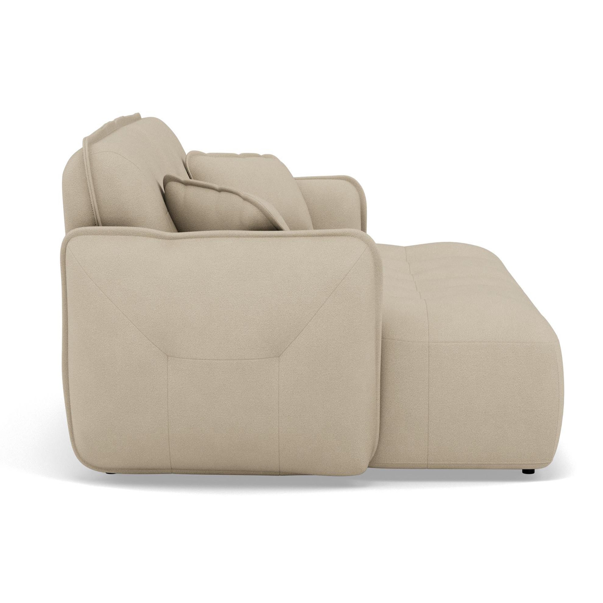 Voir la diapositive 2 : BEST MOBILIER Thais - canapé droit 4 places avec double méridienne assise profonde en tissu texturé