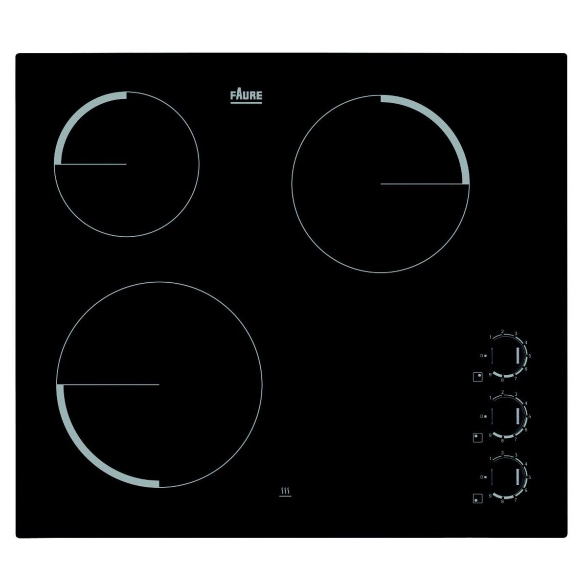 FAURE Table de cuisson vitrocéramique FEV6131FBA, 60 cm, 3 Foyers