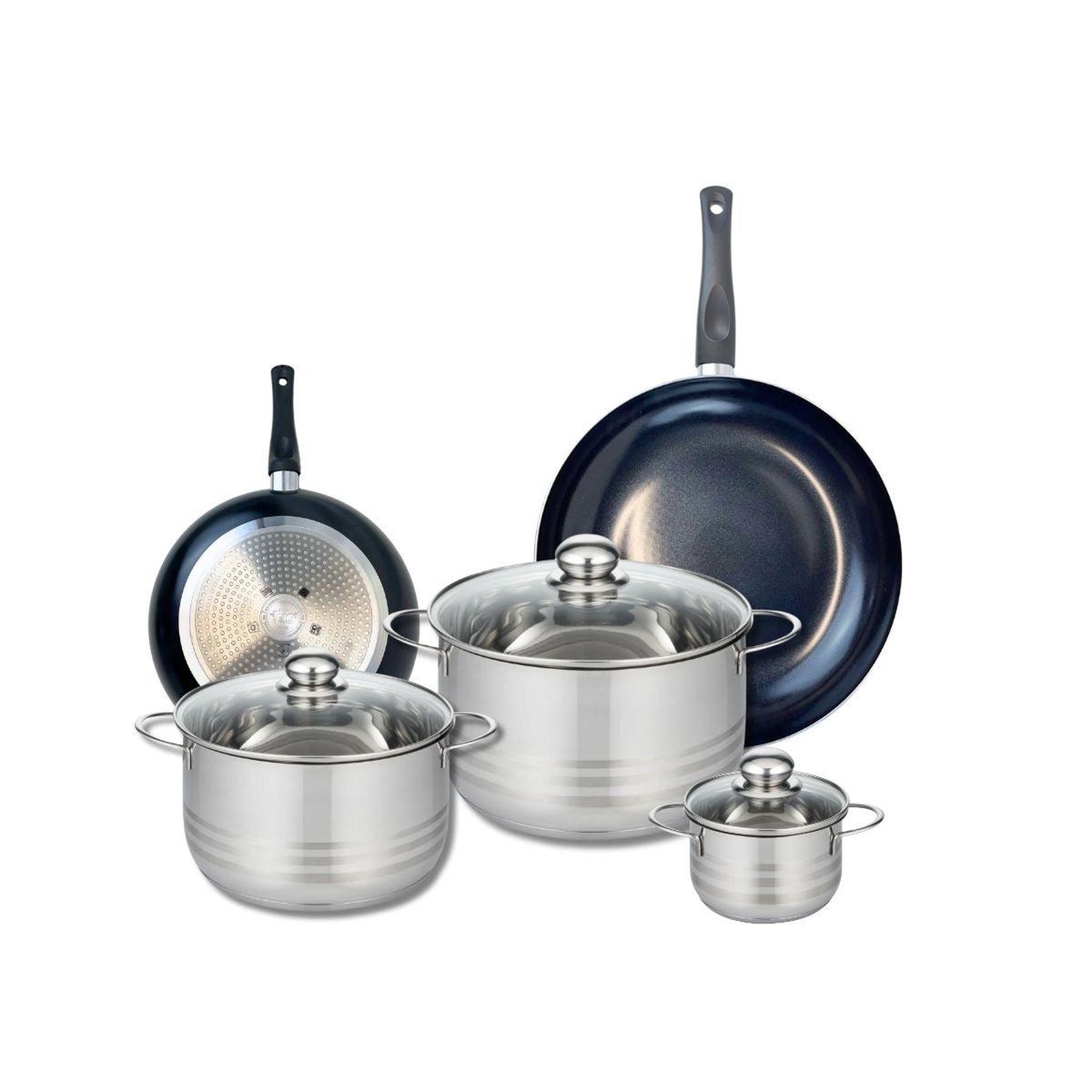 ELO Ensemble de 2 poêles de cuisson 20 et 28 cm et 3 faitouts 12, 20 et 24 cm elo prima brillant