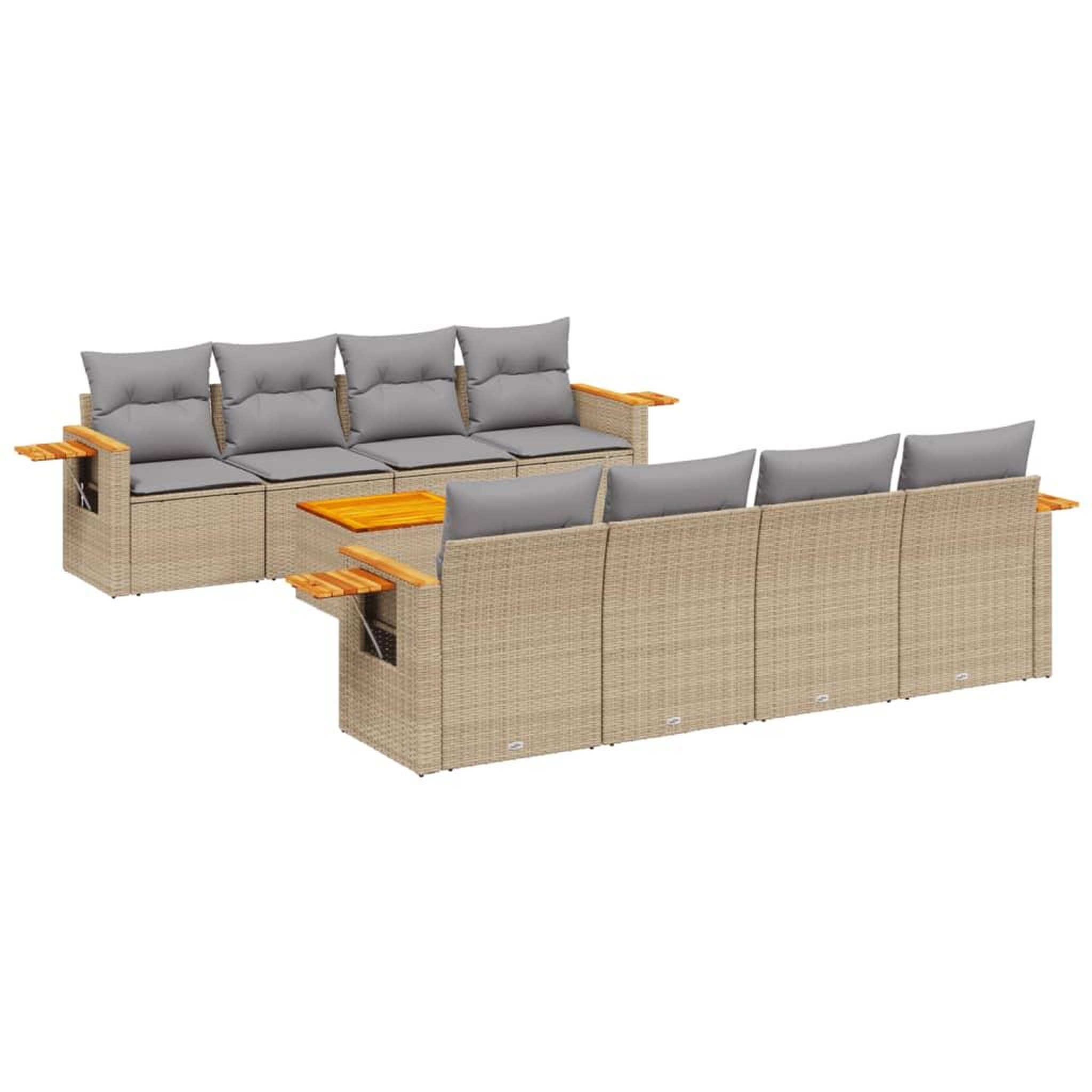 Voir la diapositive 2 : VIDAXL Salon de jardin avec coussins 9 pcs beige resine tressee