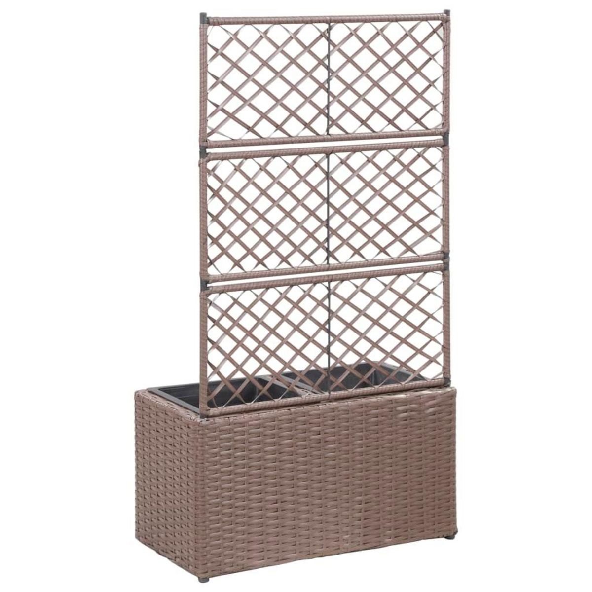 VIDAXL Lit sureleve treillis 2 pots 58x30x107cm Resine tressee Marron