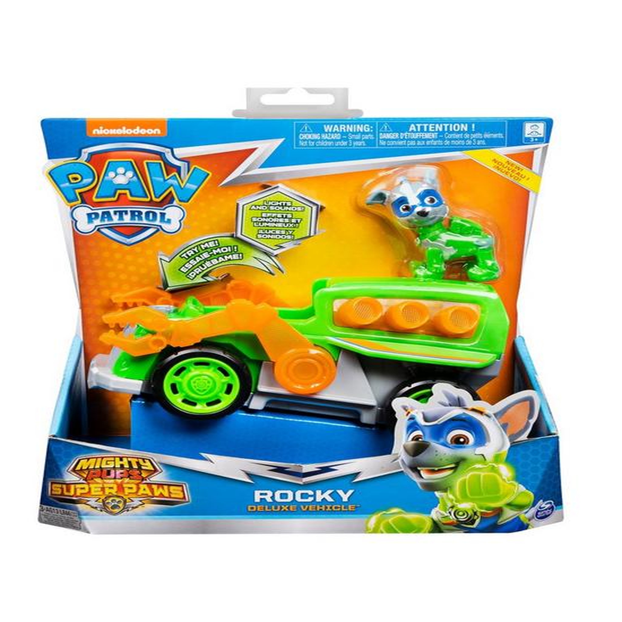 Voir la diapositive 4 : SPIN MASTER VEHICULE + FIGURINE ROCKY MIGHTY PUPS Paw Patrol (solid)