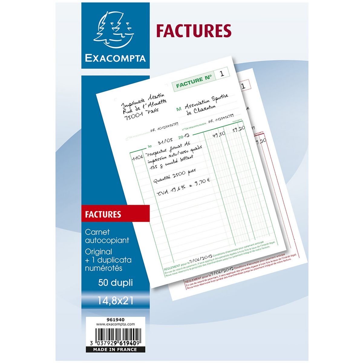 EXACOMPTA Manifold 14.8x21cm - 50 feuilles - Facture