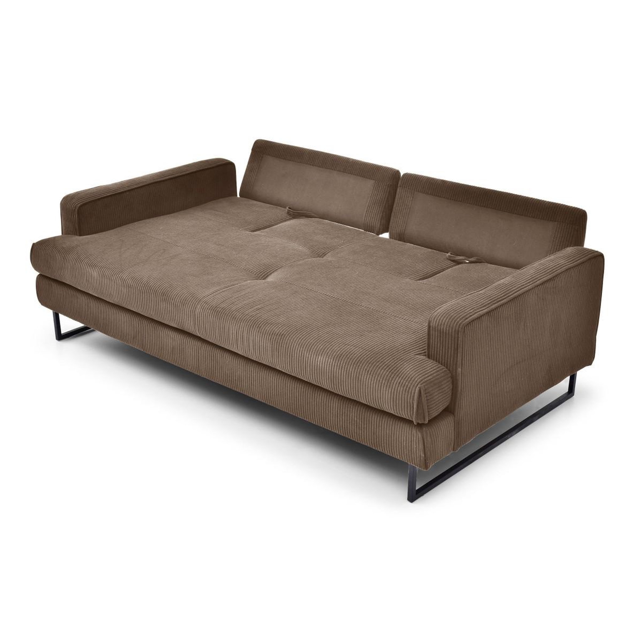 Voir la diapositive 6 : Paris Prix Canapé convertible 3 places en velours côtelé  thai  207cm taupe