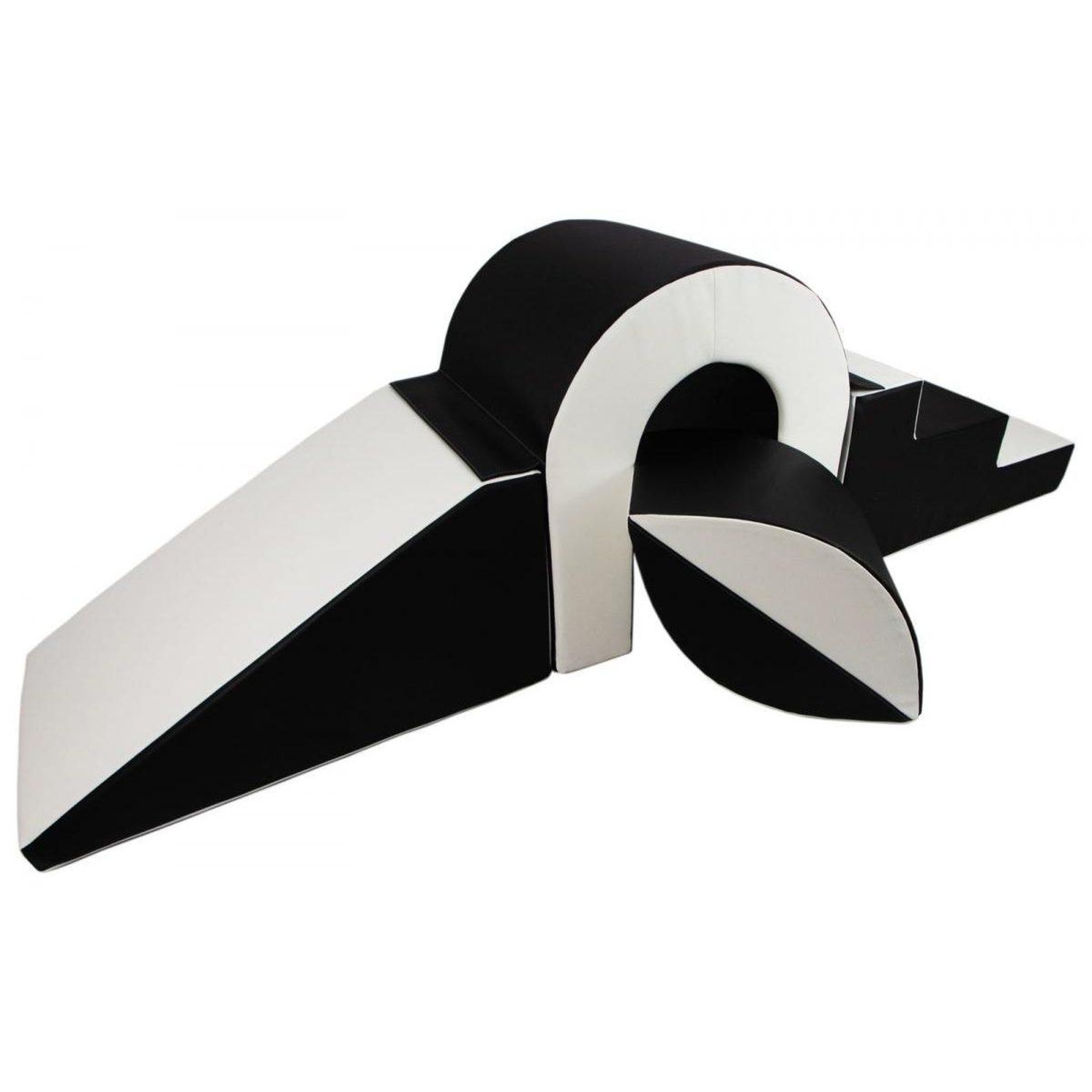 VELINDA Set de blocs en mousse 4 éléments avec petit pont noir - blanc