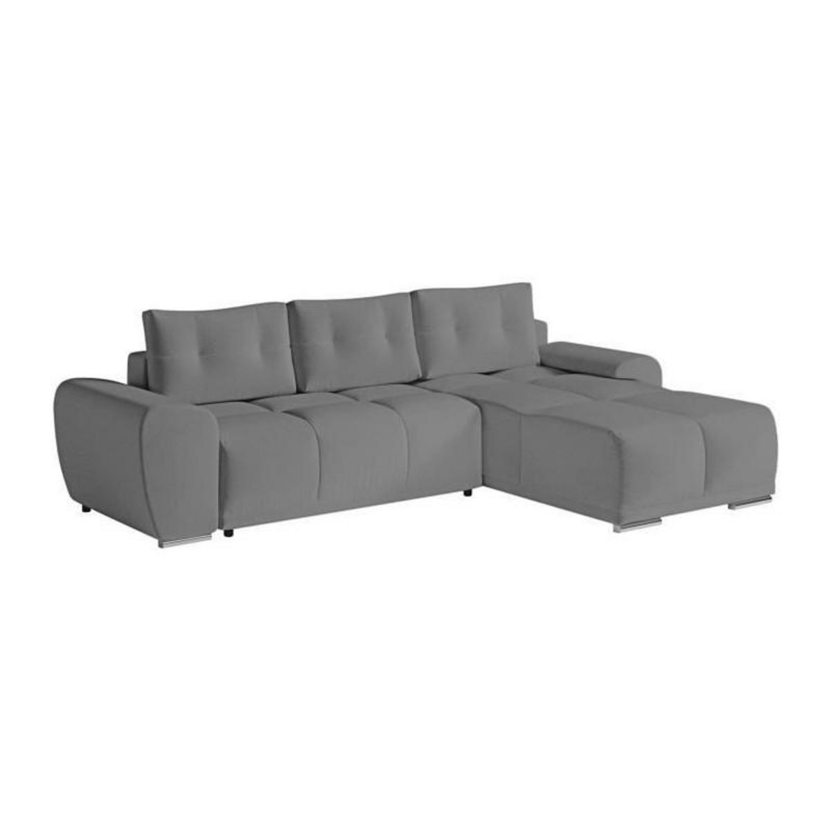 LOUNGITUDE Canapé d'angle convertible CABELLO en tissu gris - LOUNGITUDE - Angle Droit - Occasionnel - 140 x 210 cm