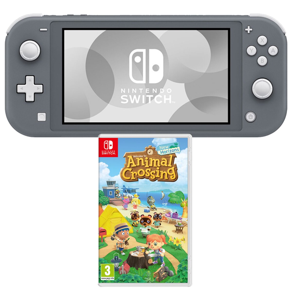 NINTENDO EXCLU WEB Console Nintendo Switch Lite Grise + Animal Crossing New Horizons Nintendo Switch