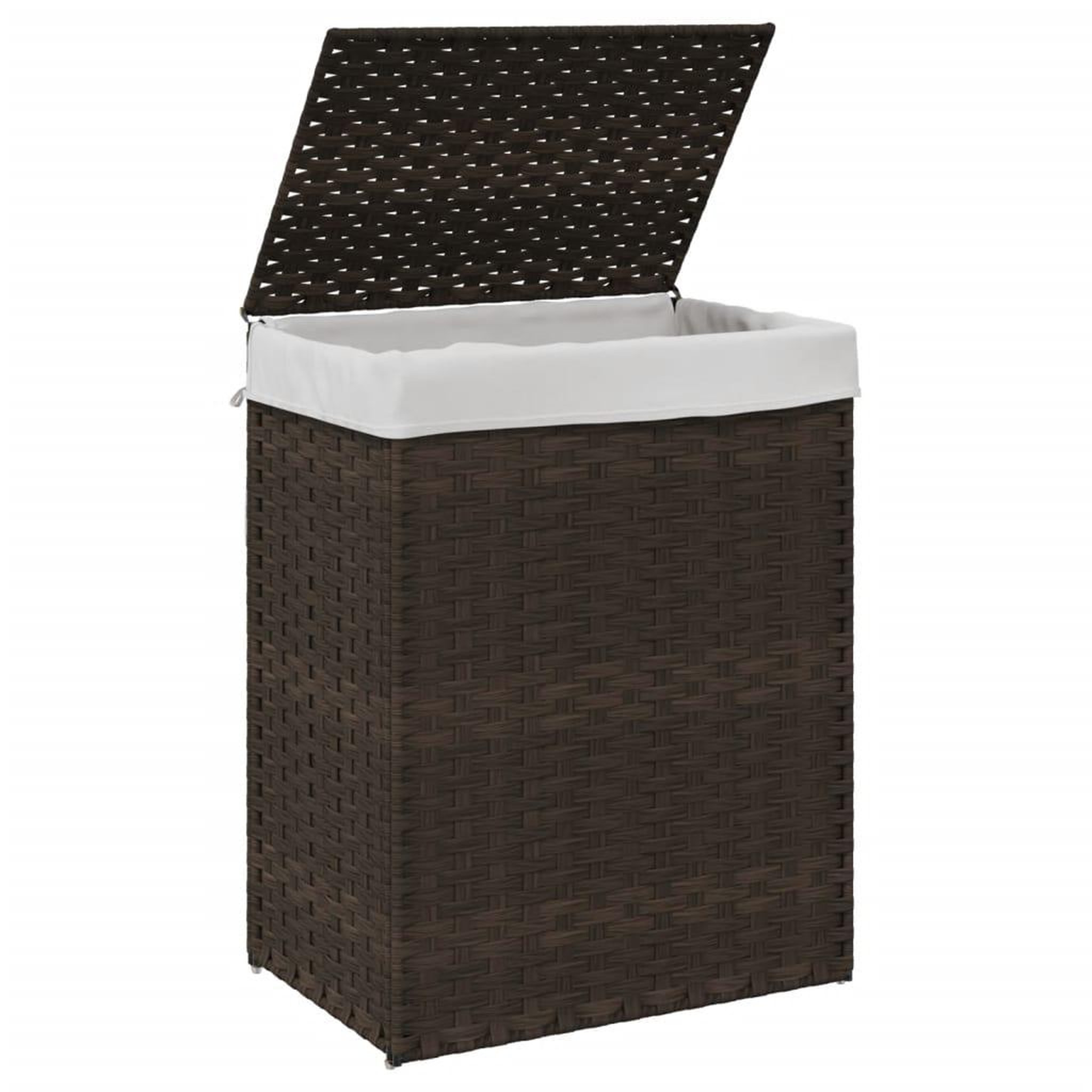 Voir la diapositive 4 : VIDAXL Panier a linge avec couvercle marron fonce resine tressee