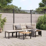 VIDAXL Ensemble de banc de jardin avec coussins 4 pcs noir